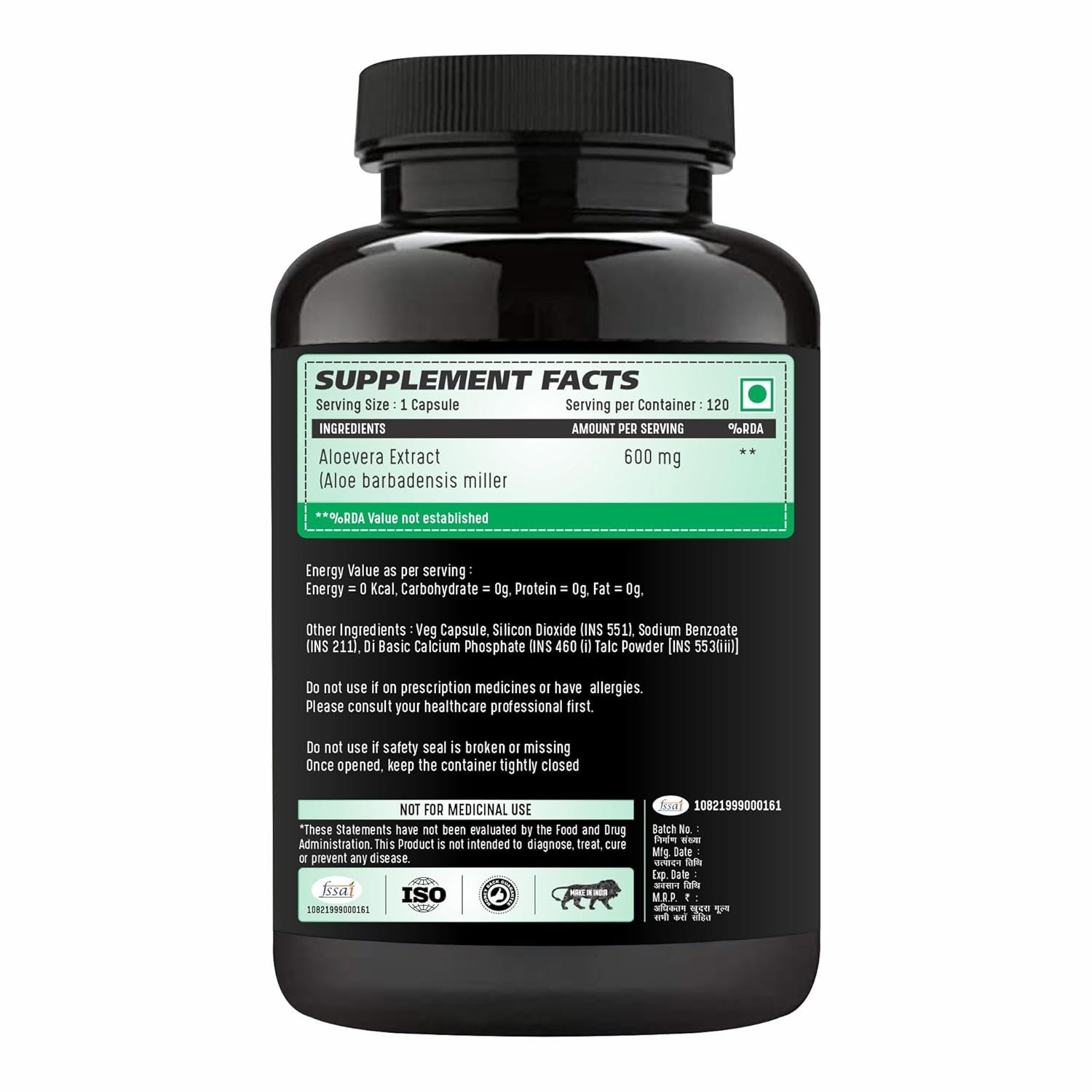 Adorreal Aloevera Extract Capsules, Weight Management, Boosts Digestion, Skin Health Support, Antioxidant Properties, Immunity Booster | 60 Capsules, 100gm 0.2lbs Each Pack Of 2