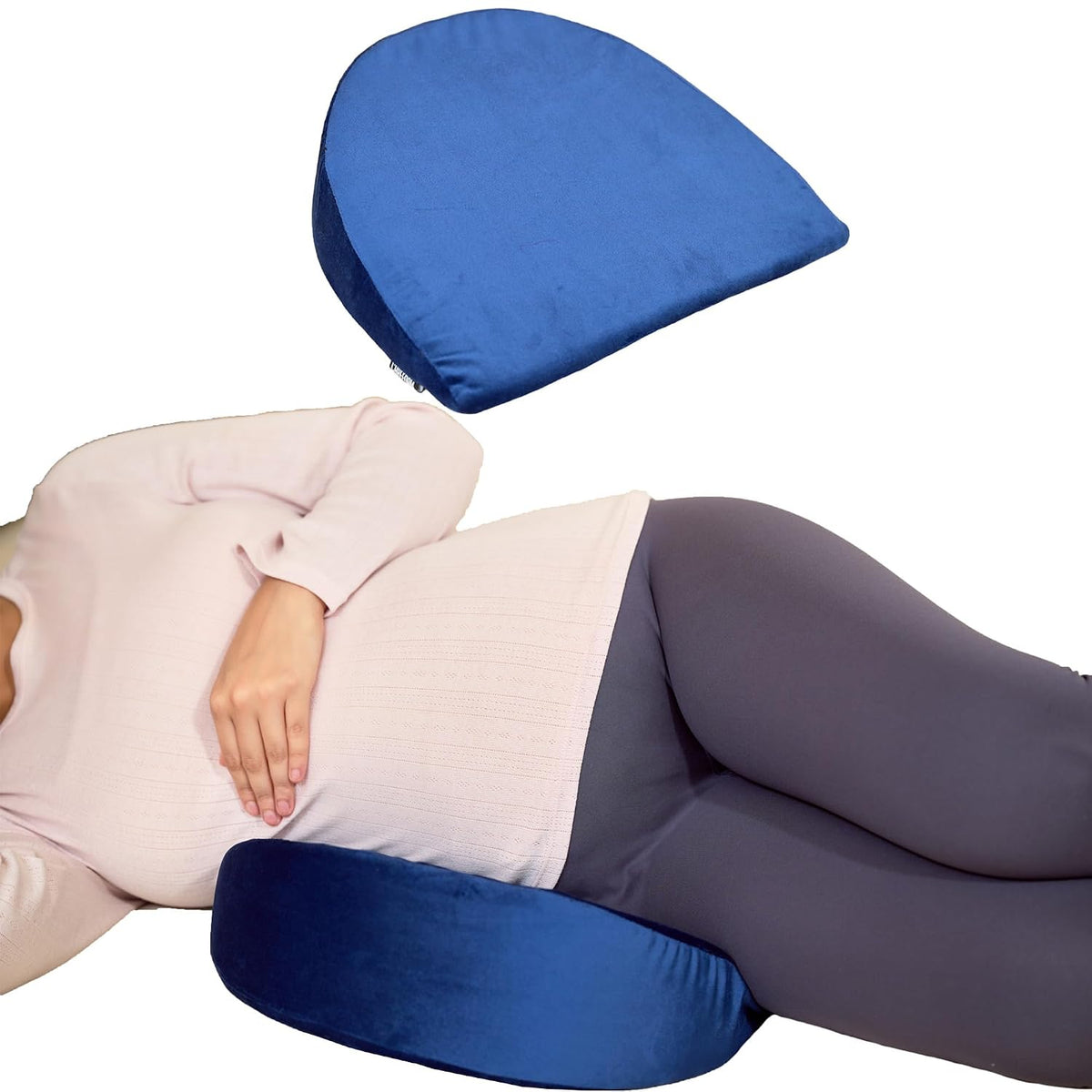 C Shape Full Body Pillow, Pregnancy Pillows For Sleeping, Half Moon, Blue | Maternity Pillows For Back, Hips, Legs, Belly | For Pregnant Women With Removable, Washable Blue Velvet Cover