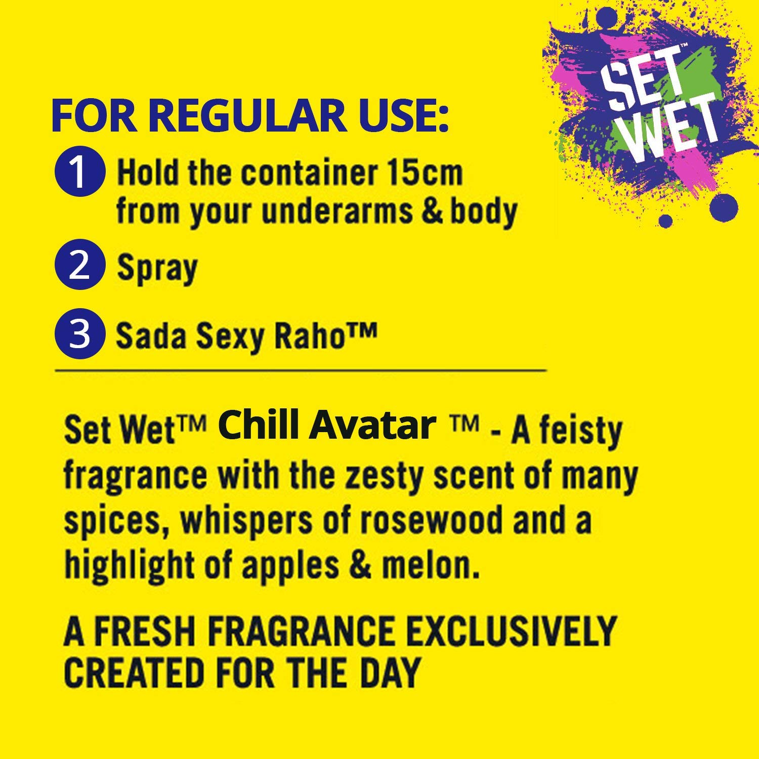 Set Wet Combo Of 3 Deodorant Spray Perfume Cool + Charm + Chill Avatar 150ml Each 5 Fl.oz. | For Men