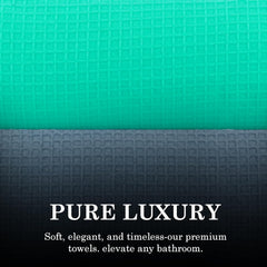 Casa Copenhagen Designed In Denmark Waffle Super Soft 2 Pieces 100% Cotton Large Bath Towel 525 Gsm - Dusty Blue & Aqua Blue