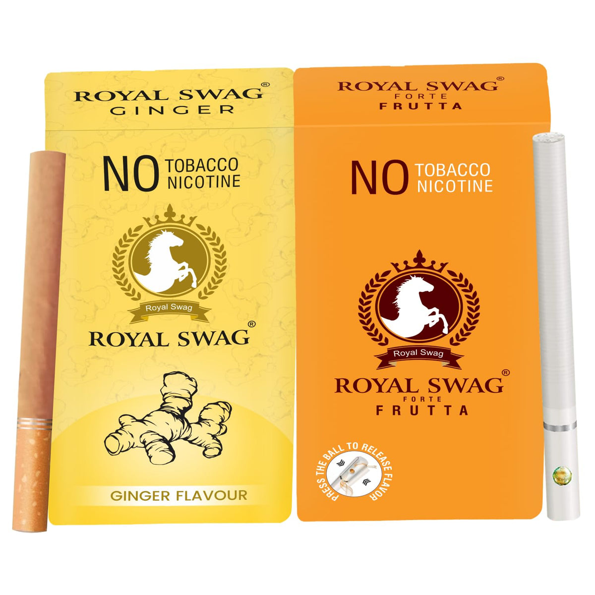 Royal Swag Natural Herbal Cigarettes Ginger, Frutta Flavour (20 Sticks) Ayurvedic Herbs Clove, Tulsi, And More Additives And Chemicals 100% Tobacco Free & Nicotine Free