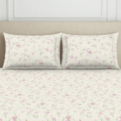 King Size Double Bedsheet 2 Matching Pillow Cover - 108 X 108 Inches, Beige | Durable & Long Lasting Wrinkle Resistant Fabric - All Season Comfort