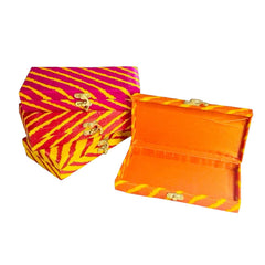 Leheriya Print Cash Box, Shagun Box, Gift Box, Gaddi Box, Jewellery Box, Shagun Envelope Wedding Gift, Colour - Mixed, Special Feature - Portable, Pack Of 4
