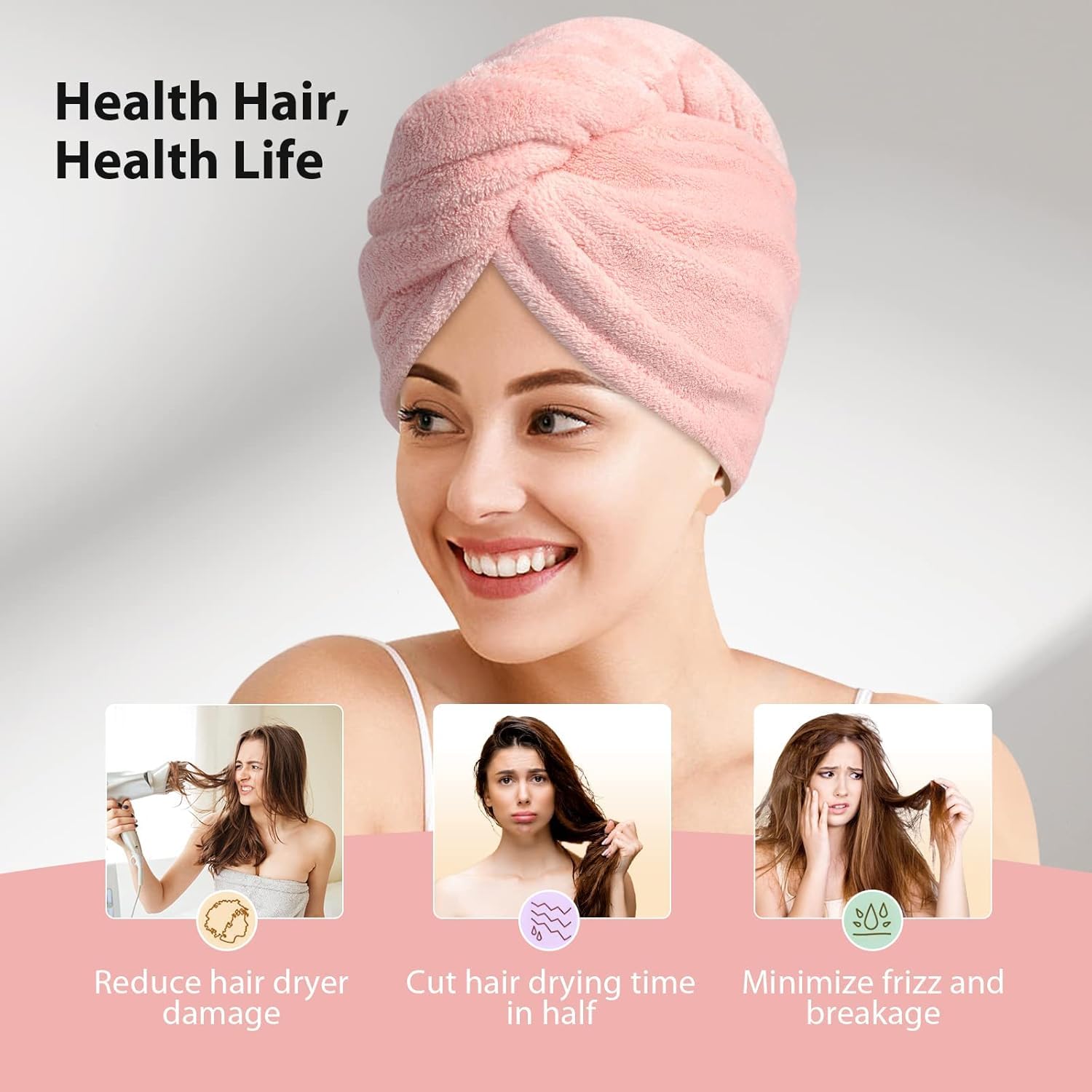Fezora Hair Towel Wrap For Women-Quick Drying Microfiber Towel For Hair With Elastic Loop For Tying-Super Absorbent Head Towels Wrap For Ladies Hair Turban (Orange)