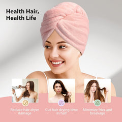 Fezora Hair Towel Wrap For Women-Quick Drying Microfiber Towel For Hair With Elastic Loop For Tying-Super Absorbent Head Towels Wrap For Ladies Hair Turban (Orange)