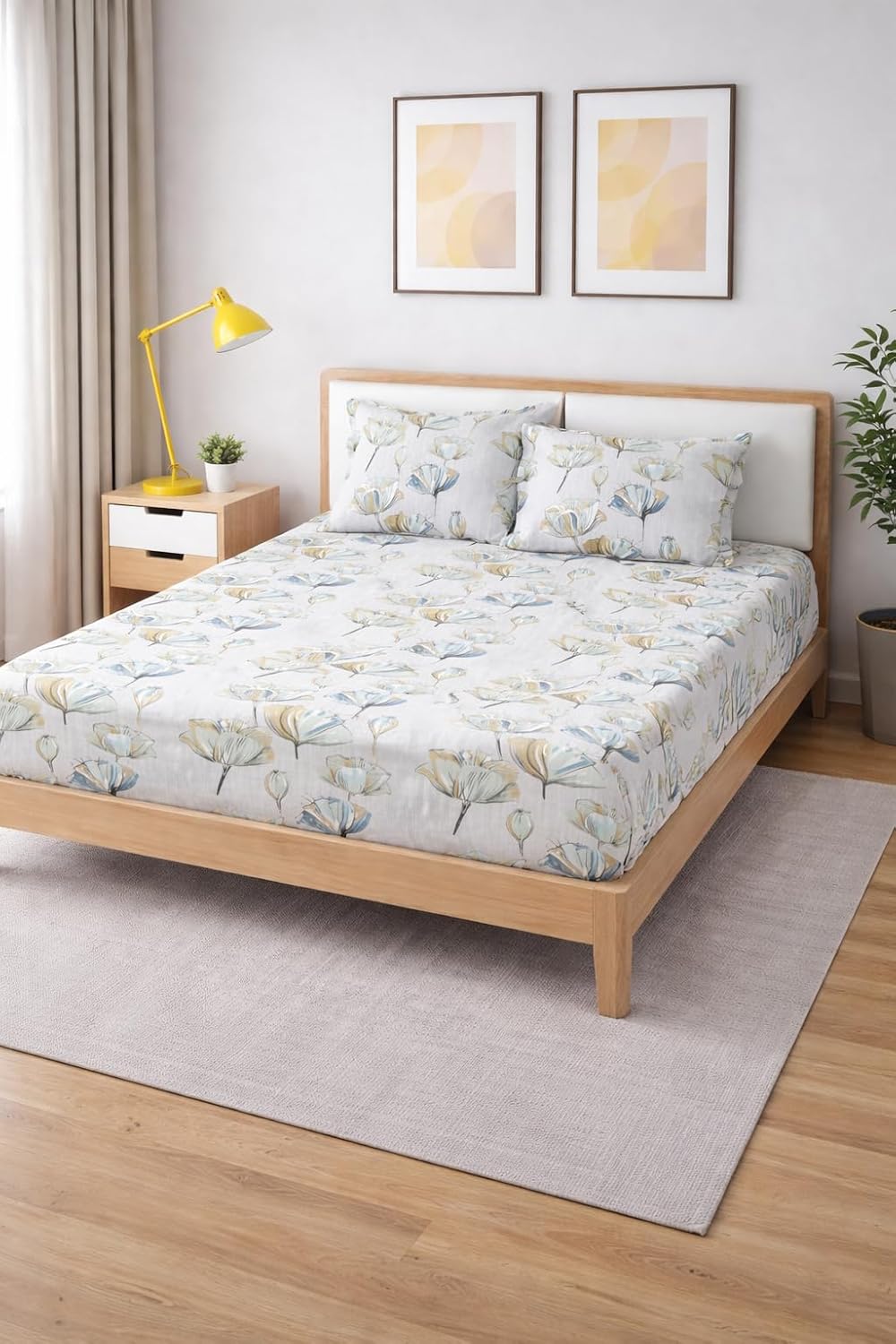 Bedsheet King Size With 2 Pillow Covers (72 X 78 Inches) Multicolor | Double Bed With All Around Elastic Fitted - Durable & Long Lasting Wrinkle Resistant Fabric