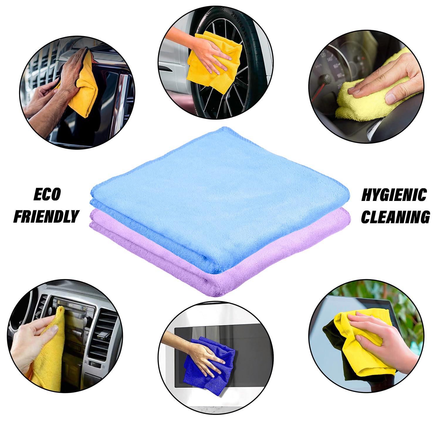 Kuber Industries Cleaning Towel 750 Gsm | Reusable Cleaning Cloths For Kitchen, Duster & Home Cleaning Towel Hanging Loop - Pack Of 4 (Pink & Blue)
