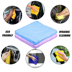 Kuber Industries Cleaning Towel 750 Gsm | Reusable Cleaning Cloths For Kitchen, Duster & Home Cleaning Towel Hanging Loop - Pack Of 4 (Pink & Blue)