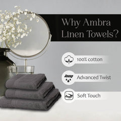 Ambra Linens 500 Gsm Highly Absorbent Towel 100% Cotton, Soft & Plush All Seasons Use, Large, Everyday Use, Durable (4 Pcs Solid Grey)