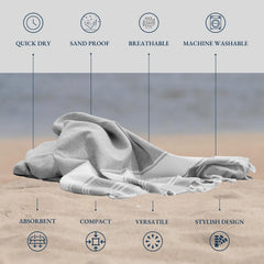 Lane Linen Extra Large Beach Towels 699 Gsm | Oversized Pre-Washed Quick Dry Sand-Free & Absorbent Pool Towels, Stylish & Lightweight For Women -Grey (2 Pack)