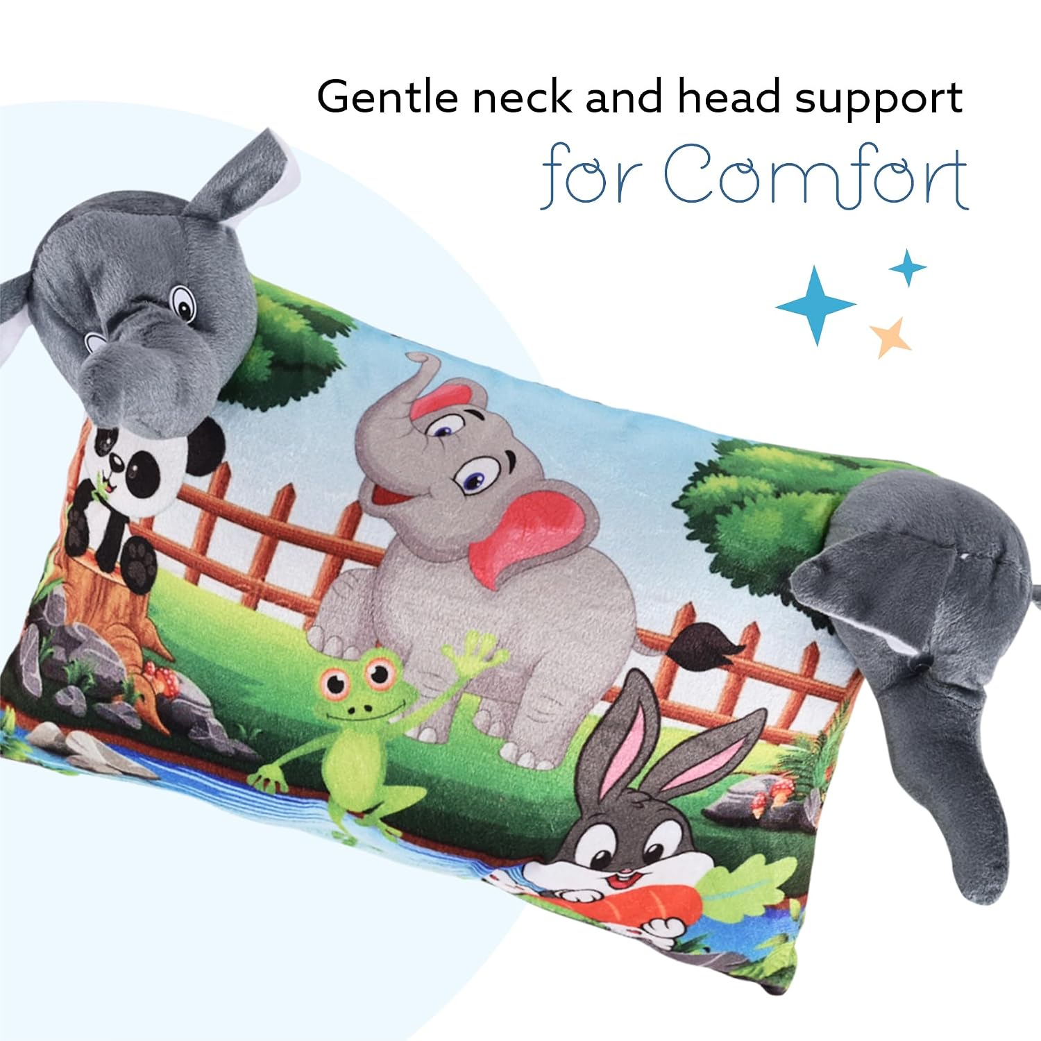 Soft & Cozy Pillow For Kid's, Comfortable Pillow For 2 Year Old's Elephant Print, Grey - 12x18 Inches | Suitable For All Sleepers, Multipurpose & Comfortable, Breathable - Pack Of 3