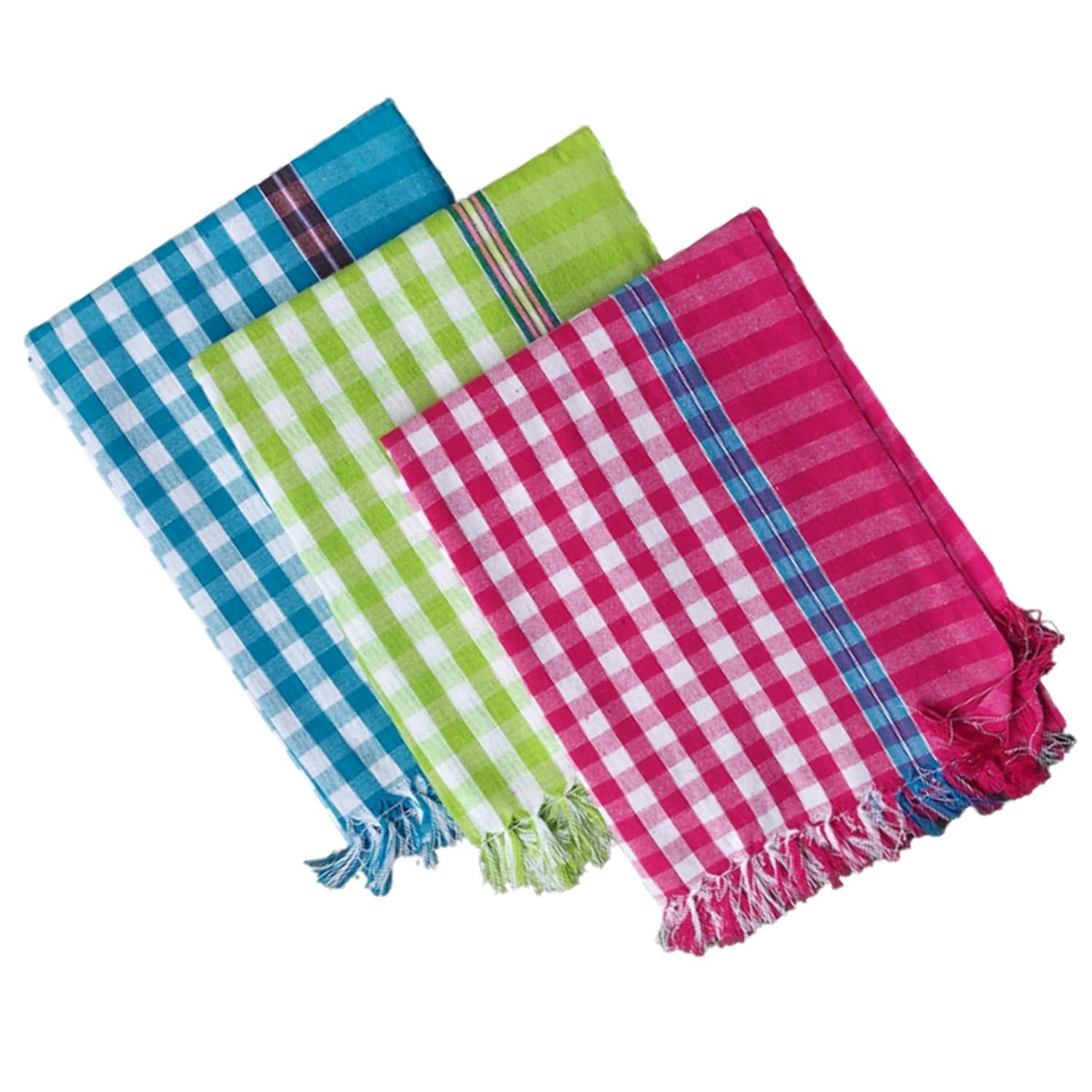 Cottontail Handloom 100% Pure Cotton Towels Xxxl Size 260 Gsm (Pack Of 2) -Multi Color