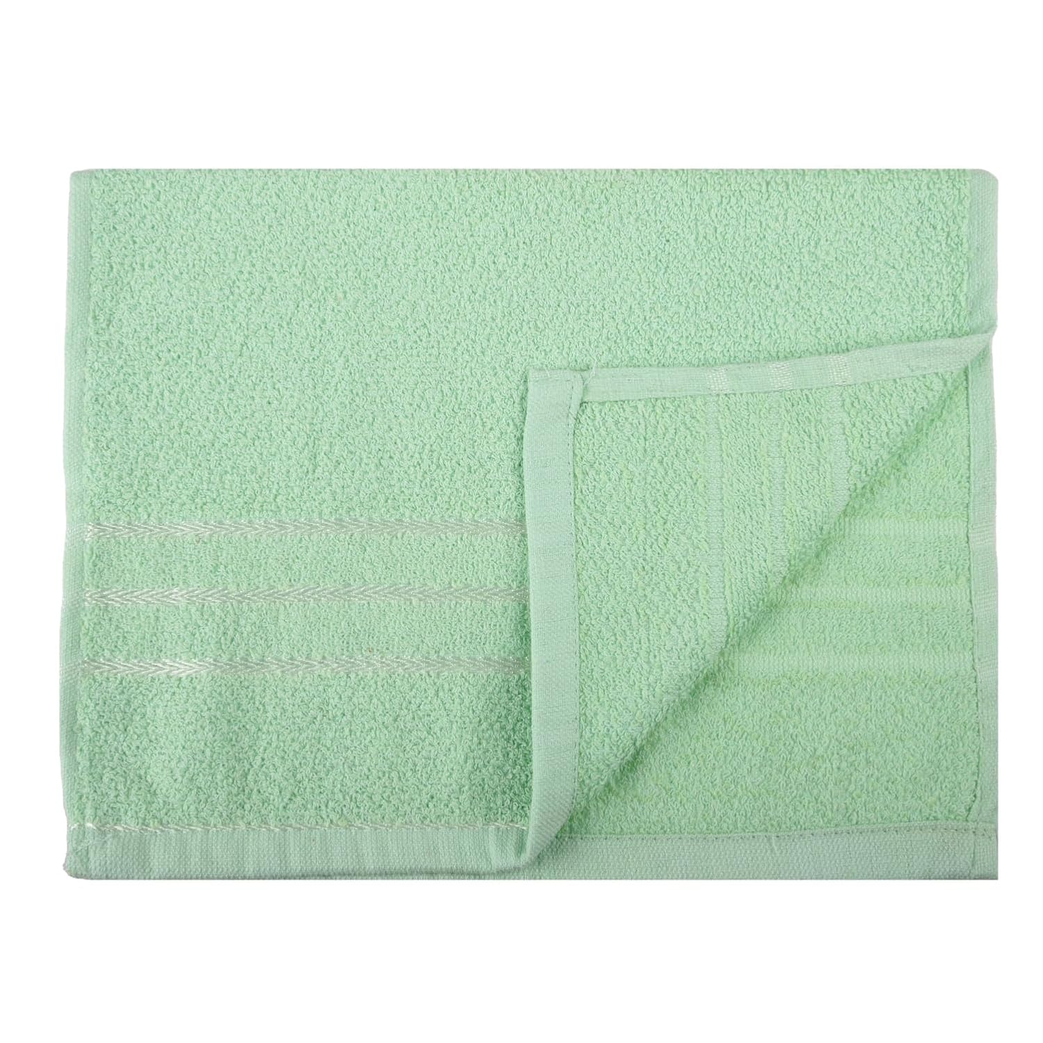 Heart Home Face Towel 600 Gsm | Facewash For Travel Workout Hand Towel | Lining Design Pack Of 3 (Green)