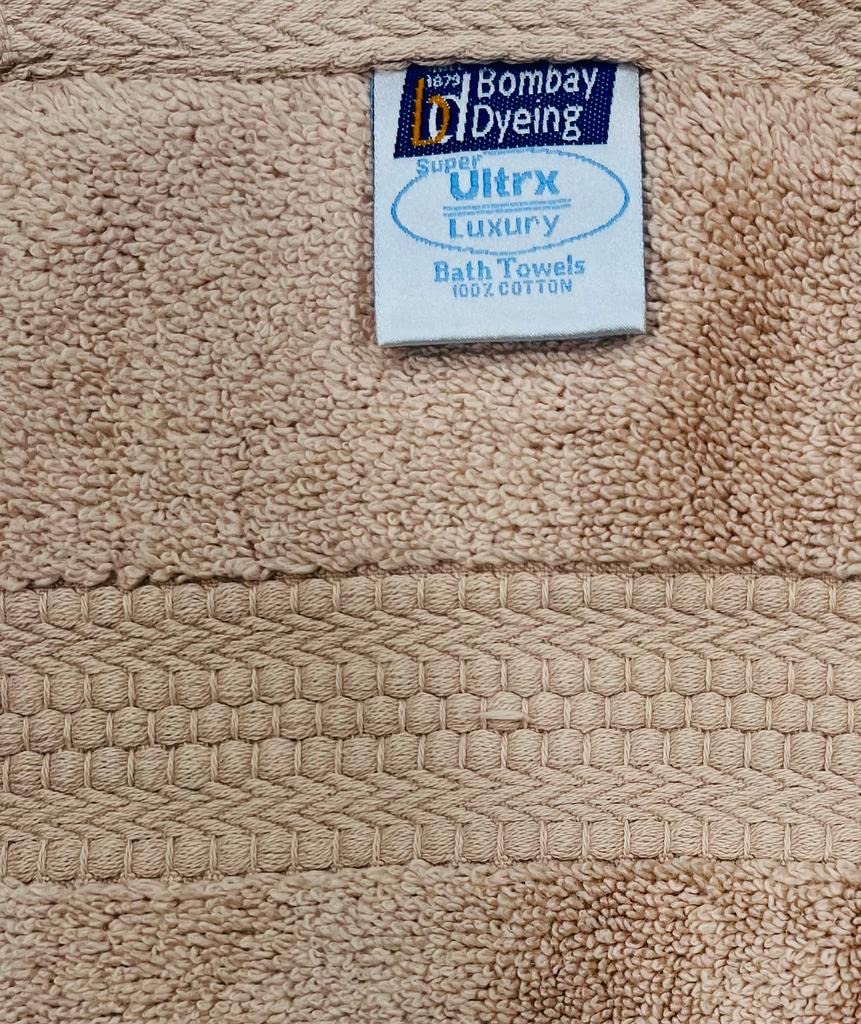 Bombay Dyeing Ultrx Zero Twist Plain Cotton Hand Towel 400 Gsm (Flax)- 2 Piece