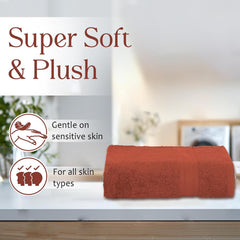 Ambra Linens 500 Gsm Highly Absorbent Towels Set, 100% Cotton, Soft & Plush, All Seasons Use, Large, Everyday Use, Durable (Dark Rust)