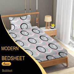 Single Bedsheet With 1 Pillow Covers - 60 X 90 Inches, Light Grey | Soft Wrinkle Free Breathable Easy Care | Color Fade Resistant Bedsheet