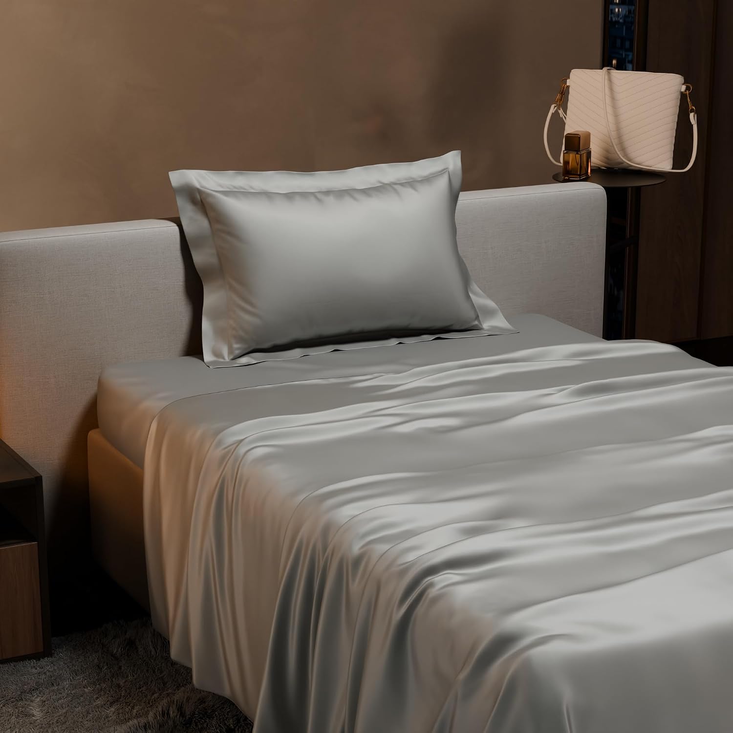 Single Bedsheet With 1 Pillow Cover - 60 X 90 Inches, Mist Grey | Premium Bedding Set, Home Decor, Wedding Gift For Couples, Housewarming, Anniversary