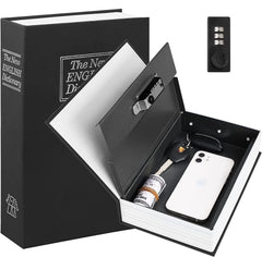 Alloy Steel Book Safe With Combination Lock, Dictionary Book Safe, Portable Safe Box, Great For Storing Cash, Jewellery, Kids, Money & Diamond Ring Small- 18*11.5*5.5 Cm, Colour - Black