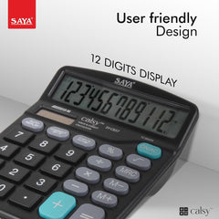 Saya Standard Desktop Calculator | 112 Steps Check | M+, M-, MRC Functions | Dual Power: Solar & Battery | Large Button Layout | Auto Power Off | Ideal For Office, School & Business