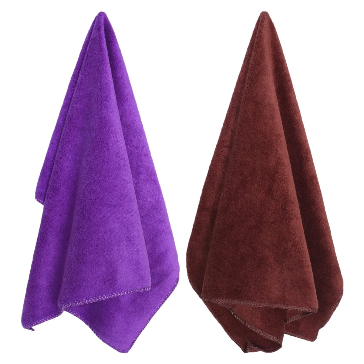 Kuber Industries Cleaning Cloths 200 Gsm | Microfiber Highly Absorbent Wash Towels For Kitchen, Car, Window (Purple & Brown)- Pack Of 2
