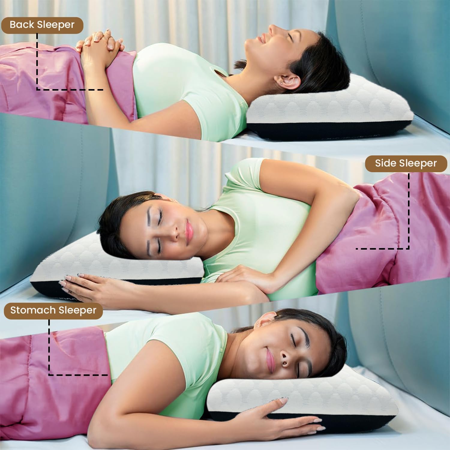 Cooling Gel Memory Foam Pillow For Spondylitis Neck & Shoulder Pain Relief, White, Size - Standard | Cervical Pillows For Sleeping, Designed For Orthopedic & Ergonomic Support