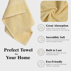 Fresh From Loom Luxury Fur Collection Hand Towel 500 Gsm Napkins Cotton High Absorbency Double Stitched Size (Cream) - Set Of 4