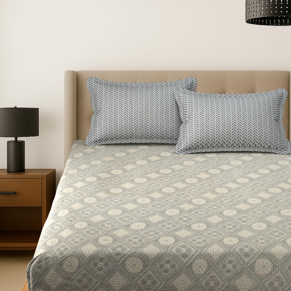 Double Bedsheet For Queen Size - 90 X 100 Inches, Beige With 2 Pillow Cover | Soft, Breathable & Fade Resistant | Comfortable For All Seasons