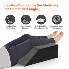 Leg Elevation Pillow, Relieves Leg, Hip & Knee Pain, Dark Grey, Medium Size - 24 X 20 X 8 Inch | Ideal For Post - Surgical Recovery - Relieves Discomfort Of Varicose Veins, Phlebitis