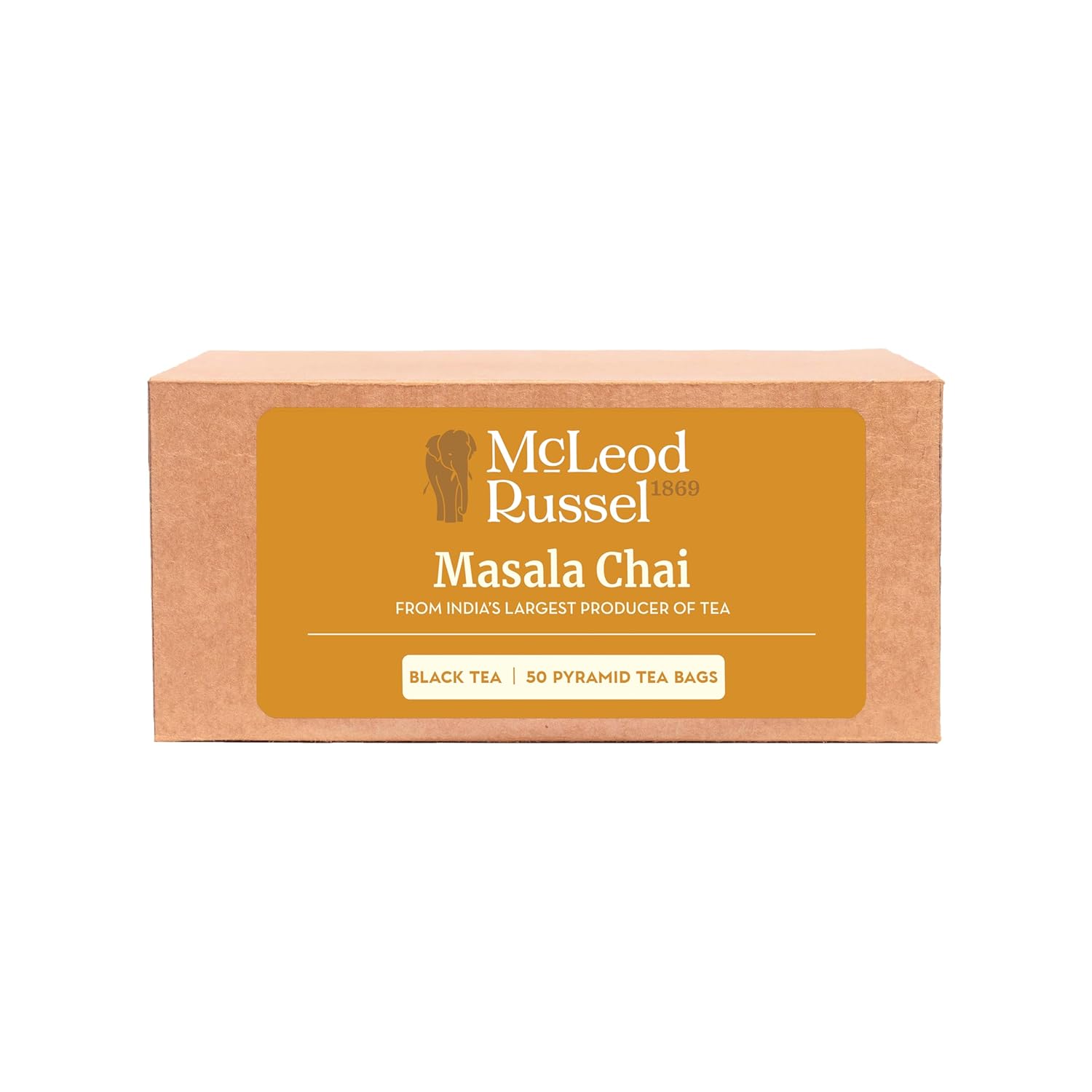 McLeod Russel 1869 Masala Chai - 100gm, 3.5 Ounce, 50 Pyramid Tea Bags | Immunity-Booster Garden Fresh CTC Tea - 100% Natural Spices | Low Caffeine Loose Leaf