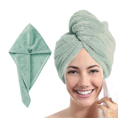 Maxoshine Hair Towel Wrap For Women-Quick Drying Microfiber Towel For Hair With Elastic Loop For Tying-Super Absorbent Head Towels (Pista Green)