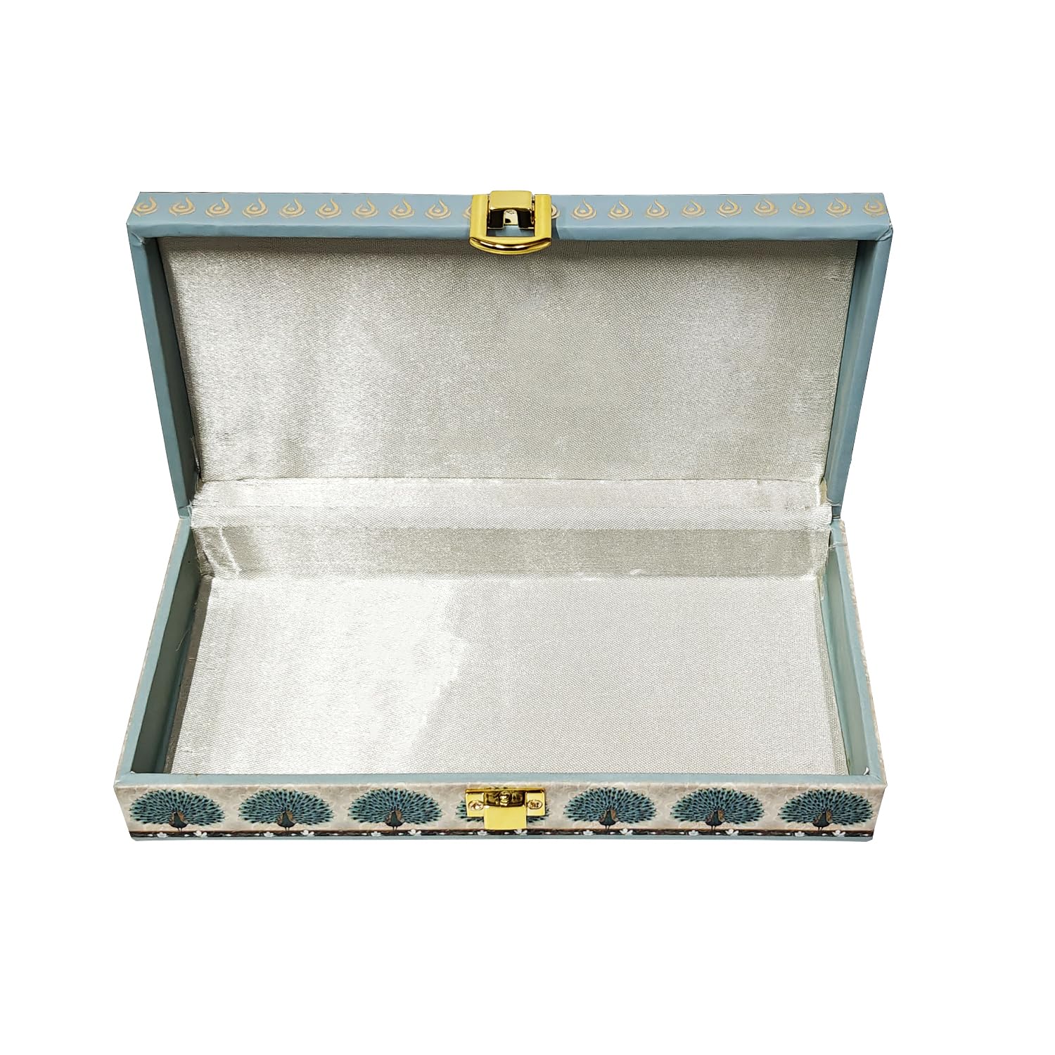 Peacock Design Gold Print Matt Touch Mgi Floral Decorative Box, Wedding Fancy Shagun Cash Box, Jewellery Box, Money Box, Gaddi Box, Material - Wood