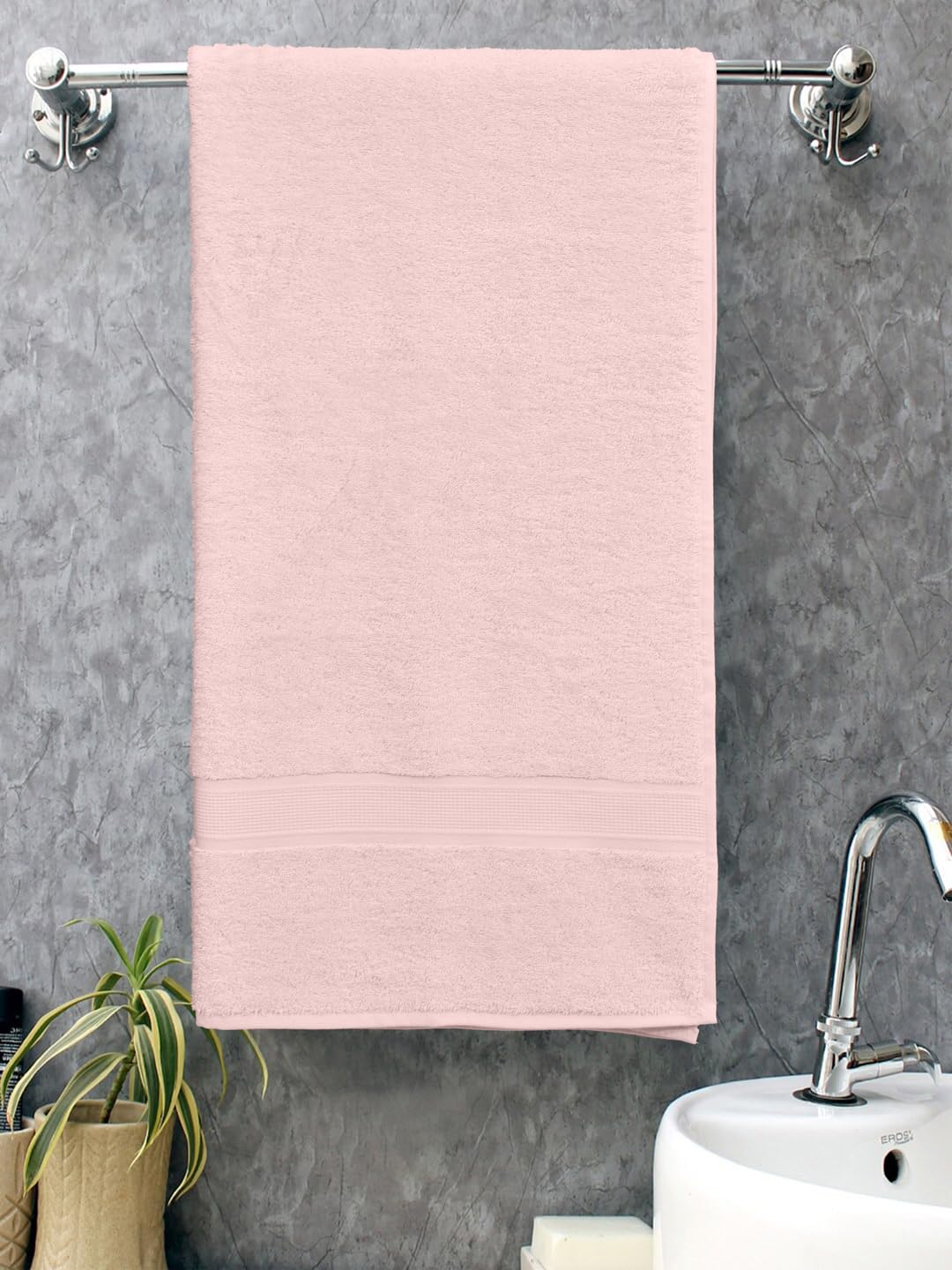 Bombay Dyeing Tulip 100% Cotton Large Size Bath Towel 500 Gsm (Light Pink)