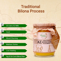 Natural A2 Gir Cow'S Bilona Ghee By Organic Gyaan | Good Source Of Healthy & Nutrients Desi Cow Ghee Perfect For Sweets | (500ml) 16.9 Ounce | Jar Pack