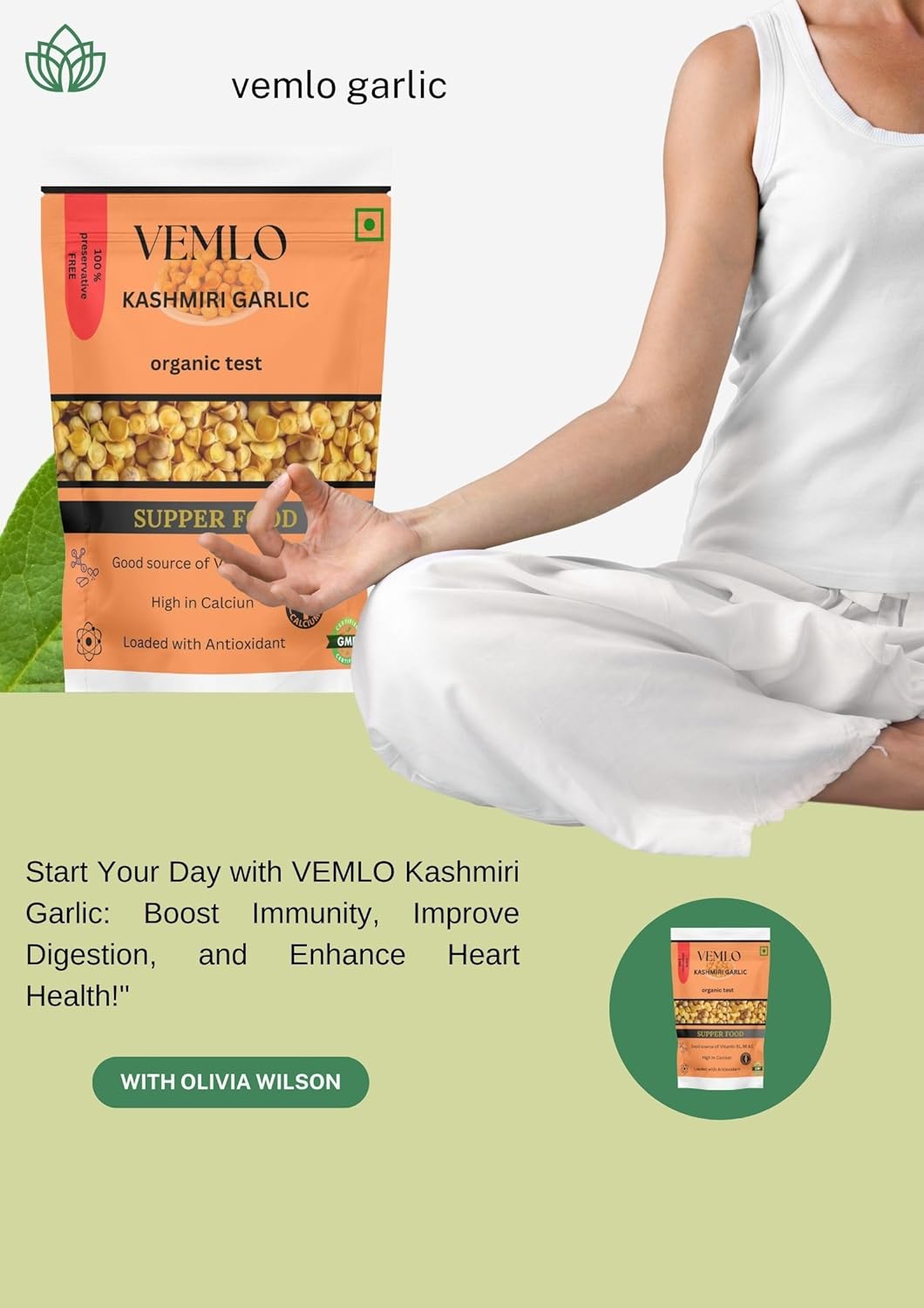 Vemlo Of Kashmiri Garlic Hassle Free, Shell Free Cloves For Instant Enjoyment, Boosts Immunity & Supports Sugar Management | 100gm 0.2lbs