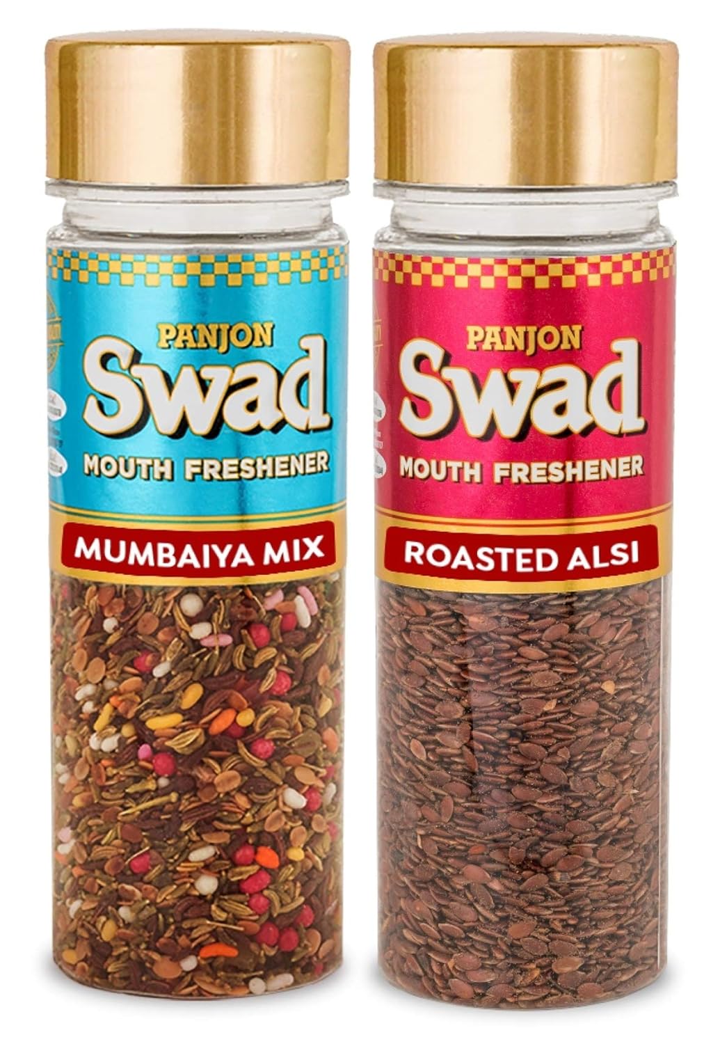 Panjon Swad Mumbaiya Mix & Roasted Alsi Mouth Fresheners 240gm, (120gm *2 Bottles)