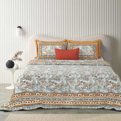 Double Bedsheet For King Size With 2 Matching Pillow Covers (90 X 108 Inches) Grey | Pure Cotton Jaipuri Bedsheet | Cotton Bedsheet Is Suitable For All Seasons