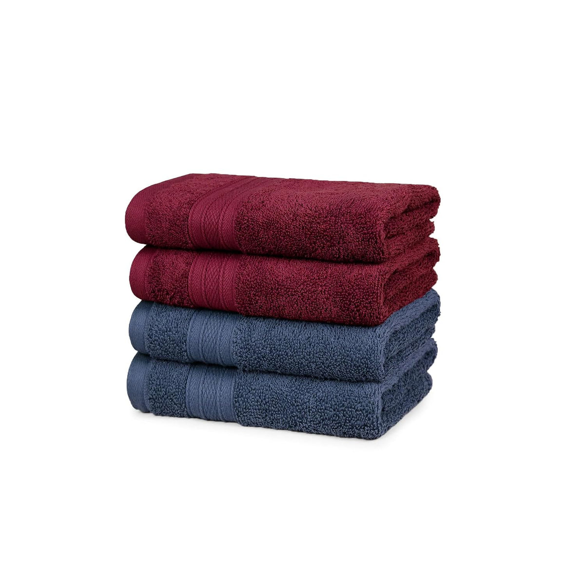 Mytrident Soft Comfort Air Rich 100% Cotton Hand Towel 800 Gsm | Highly Absorbent Towels For Men & Women Hand Towel (Wine Red & Navy) - 4 Pcs
