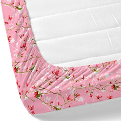 Queen Size Bed For Elastic Fitted Bedsheet With 2 Pillow Covers | 50 X 78 X 10 Inches, Pink & Red | Softness, Durability & Comfort | Perfect For Everyday Use