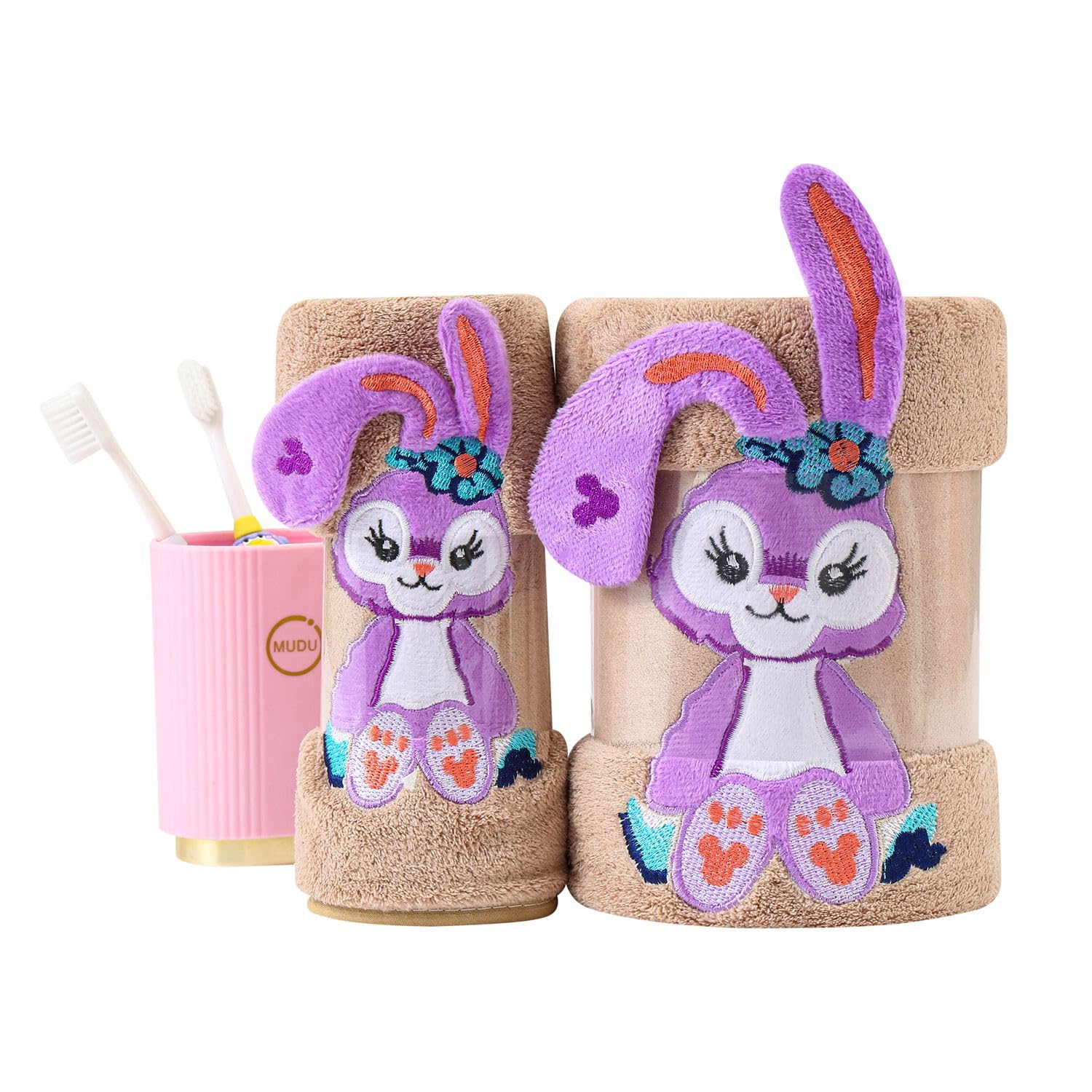 Homecloud Super Soft Rabbit Bath Towel With Hand Towel 700 Gsm | 3x Softer Than Cotton Towels A Gift For Baby Shower | Set Of 2 (Brown)
