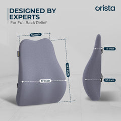 Advance Gel Blended Memory Foam Pillow, For Back Support, Greyish Blue Mesh | Orthopedic Lumbar Support, Back Pain Relief, Durable Back Pillow | For Office Chair & Home Use, Breathable