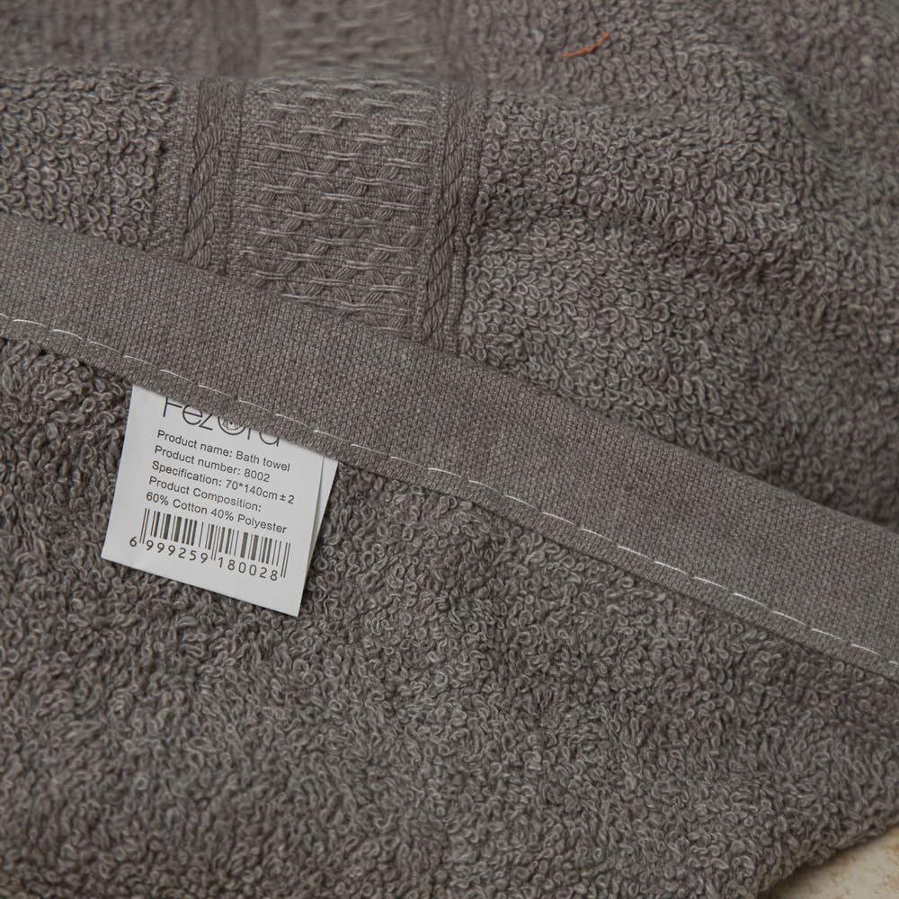 Fezora 100% Cotton Bath Towel 450 Gsm | Ultra Soft, Quick Dry, High Absorbency, Skin-Friendly Large Size Bath Towel (Grey)