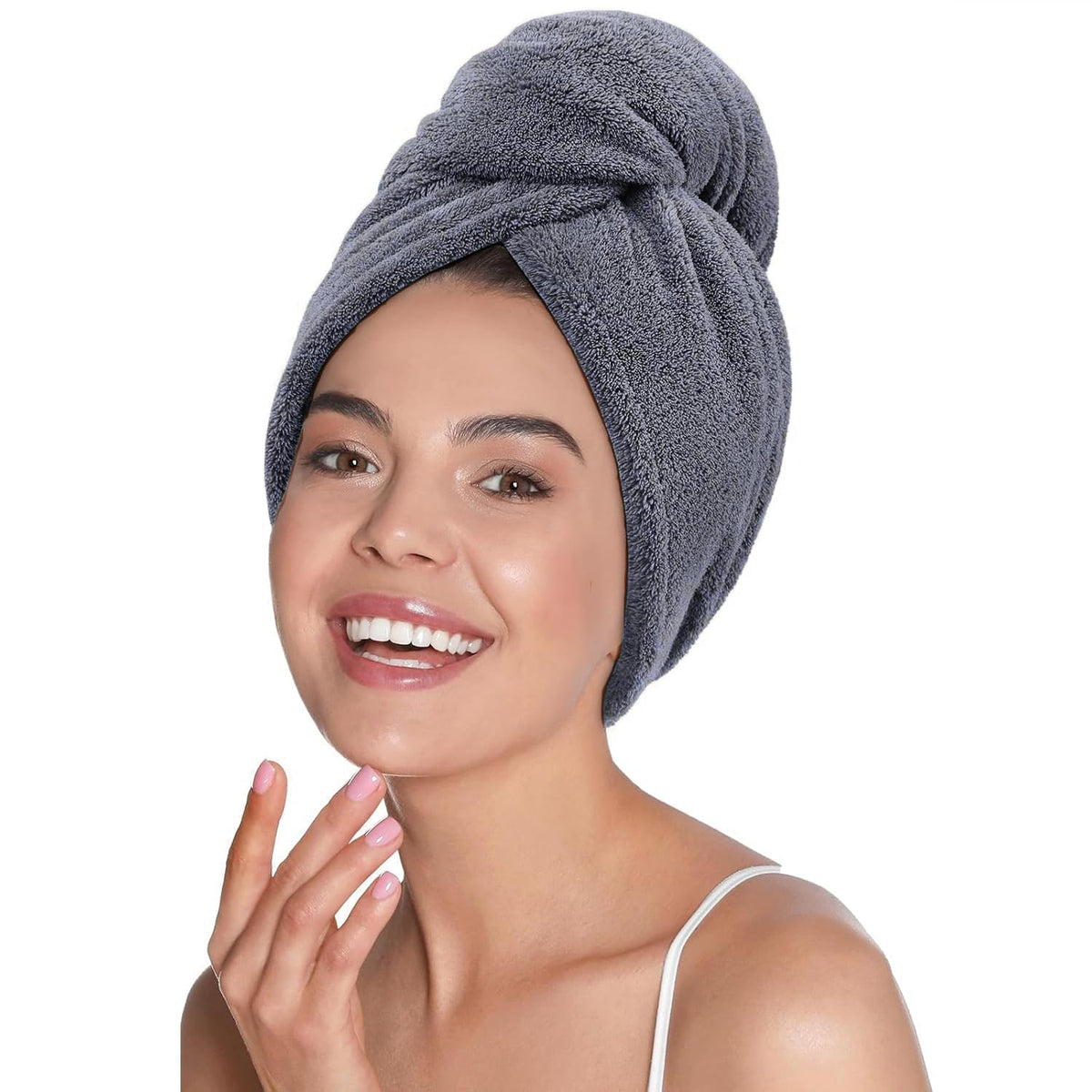 Mush Bamboo Hair Towel 300 Gsm | Ultra Soft, Absorbent & Anti Microbial Hair Wrap (Charcoal Grey)