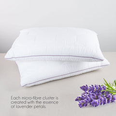 Lavender Suede Fabric Pillow With Microfiber Filling Pillow, White, Size - 45 X 68 Cm | Perfect For Side Sleepers, Back & Stomach Sleepers | Hypoallergenic, Bed Pillow - Pack Of 2