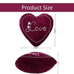Heart Shape Pillow, Soft Cushion Pillow For Car & Room Decoration, Love Print - Cherry Red - 12 Inches | Decorative Plushie Cushions For Sofa & Bed | Head Rest, Multipurpose Use - Set Of 10