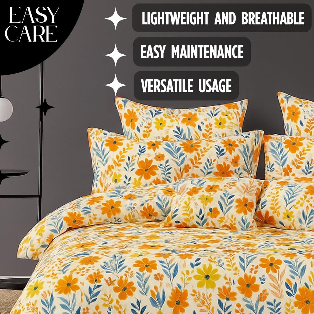 Microfiber Double Bedsheet King Size With 2 Large Size Pillow Covers | Size 108x108+9 Inches, Peach | Perfect For Daily Use, All-Season Use Or Gifting Bedsheet
