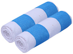 Kuber Industries Cotton Bath Towel 500 Gsm (Blue & White) - 2 Pieces