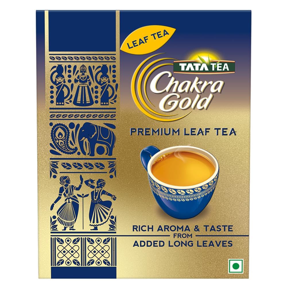 Tata Tea Chakra Gold Premium Leaf Tea - 500gm, 17.6 Ounce | Assam Long Leaf Tea With Added Long Leaves - Rich Aroma & Taste | Medium Caffeine Chai Patti