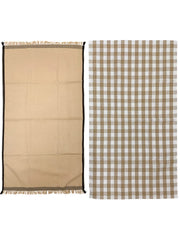 Athom Trendz Living Eco Saviour Premium Cotton Bath Towel 400 Gsm | Waffle Beige & Beige Checkers- Pack Of 2
