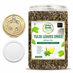 Online Quality Store Tulsi Leaves Dried Herbal Tea - 100gm, 3.5 Ounce | Helps With Stress & Anxiety, Boosts Immunity - Caffeine Free, Gluten Free, No Preservatives