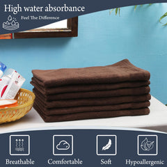 Fresh From Loom Luxury Fur Collection Hand Towel 500 Gsm Napkins Cotton High Absorbency Double Stitched Size (Brown) - Set Of 6
